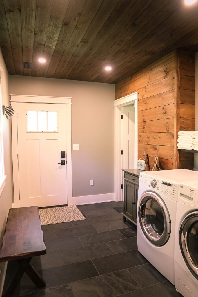 Entry hallway with washer and dryer at The Wayback Cleveland area vacation rental